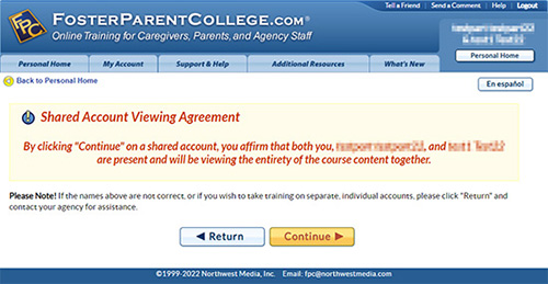 Image of Shared Account Viewing Agreement.